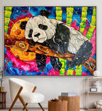 Sort farverigt maleri af en panda
