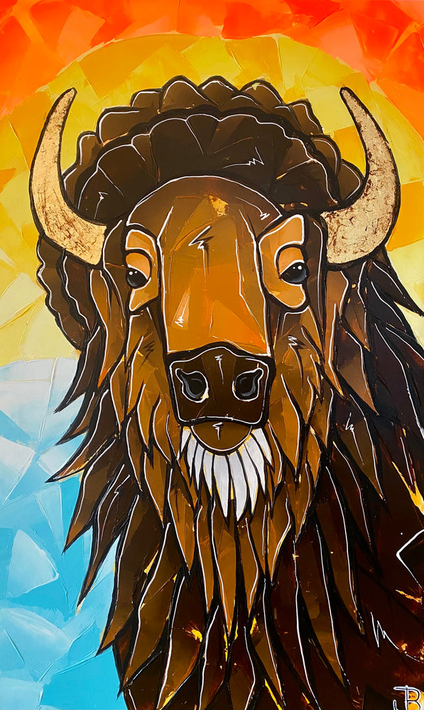 
                  
                    Load image into Gallery viewer, Bison i solopgangen 100x70
                  
                