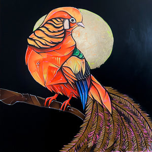 
                  
                    Load image into Gallery viewer, The Chinese pheasant and the golden moon 100x100
                  
                
