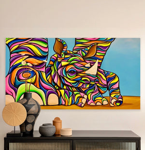 
                  
                    Load image into Gallery viewer, Næsehorn ved mors fod 70x30
                  
                