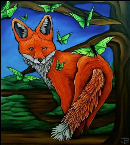 
                  
                    Load image into Gallery viewer, Fox &amp;#39;n&amp;#39; Butterflies 100x80
                  
                